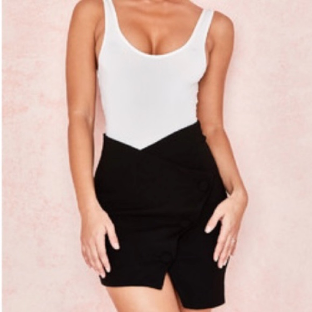House of CB - ‘Ramirez’ Black Crepe Button Down Mini Skirt